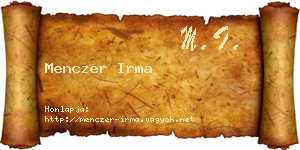 Menczer Irma névjegykártya